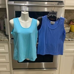 Bundle of two Christine Alexander tank tops color is sea blue and aqua green.